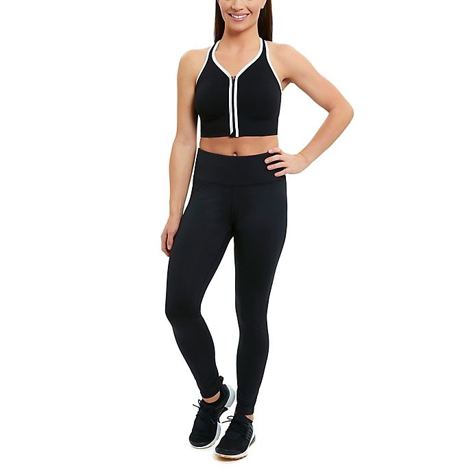 slide 1 of 3, Copper Fit Medium Ultra-Flex Comfort Zip-Front Sports Bra - Black, 1 ct