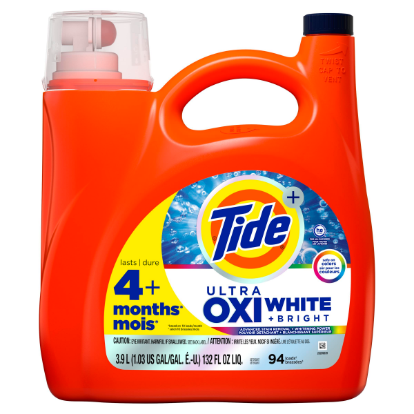 slide 8 of 13, Tide + Ultra Oxi White + Bright Detergent 132 fl oz, 132 fl oz