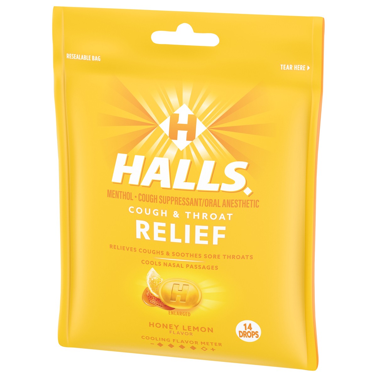 slide 8 of 14, HALLS Relief Honey Lemon Cough Drops, 14 Drops, 1.53 oz