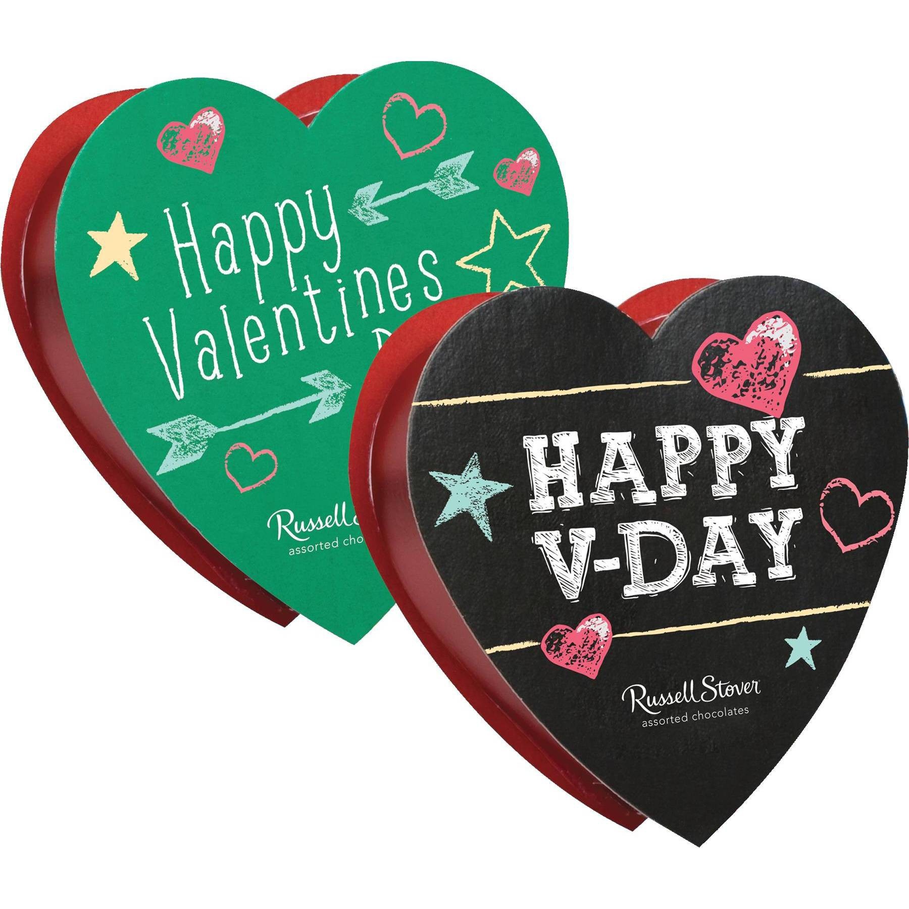 slide 1 of 1, Russell Stover Valentine's Day Assorted Chocolates Chalkboard Heart, 1.75 oz