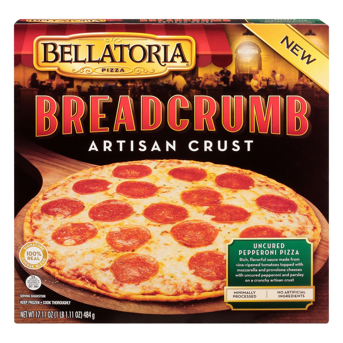 slide 1 of 1, Bellatoria Breadcrumb Artisan Crust, Uncured Pepperoni, 12 in