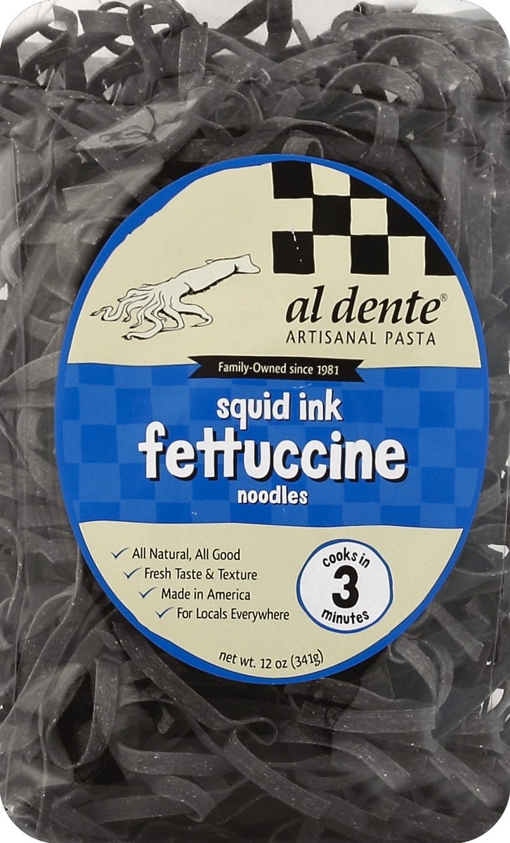 slide 5 of 5, Al Dente Pasta Fettucine Squid Ink, 12 oz