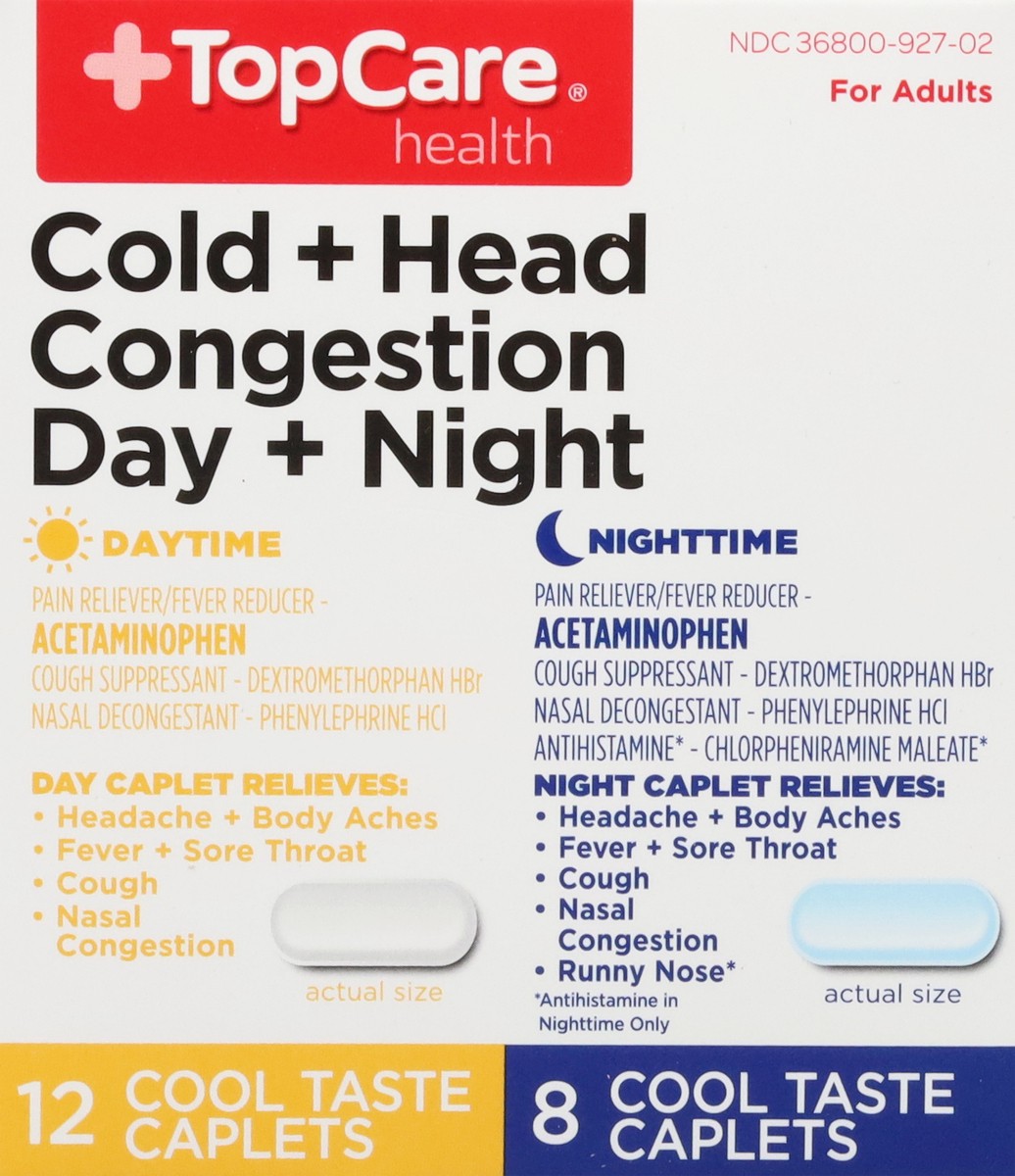 slide 2 of 15, TopCare Health Day + Night Cold + Head Congestion 20 Caplets, 20 ct