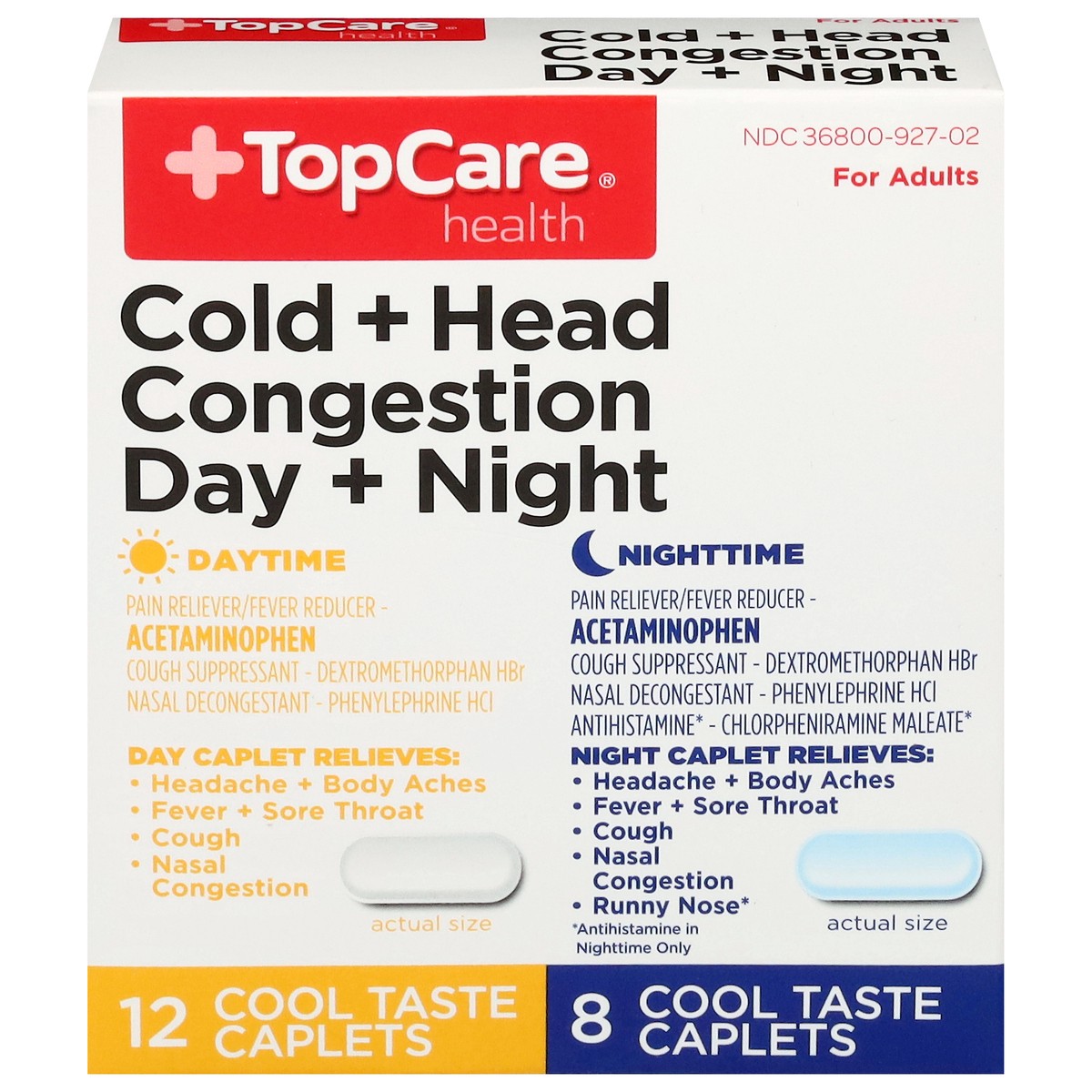 slide 8 of 15, TopCare Health Day + Night Cold + Head Congestion 20 Caplets, 20 ct