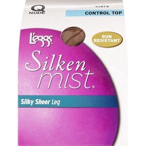 slide 1 of 1, L'Eggs Silken Mist Lasting Sheer Control Top Pantyhose, Nude, Size Q, 1 ct