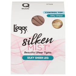 L'Eggs Silken Mist Lasting Sheer Control Top Pantyhose, Nude, Size Q