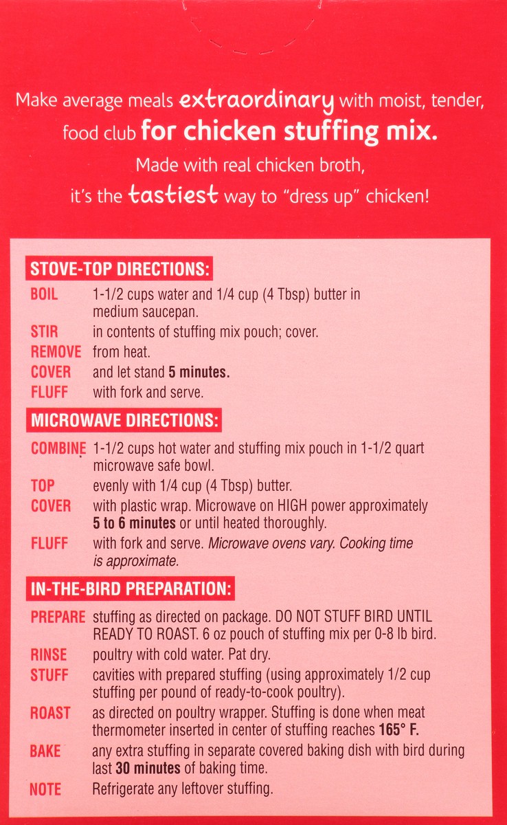 slide 7 of 11, Food Club Stuffing Mix, Chicken Flavored, 6 oz