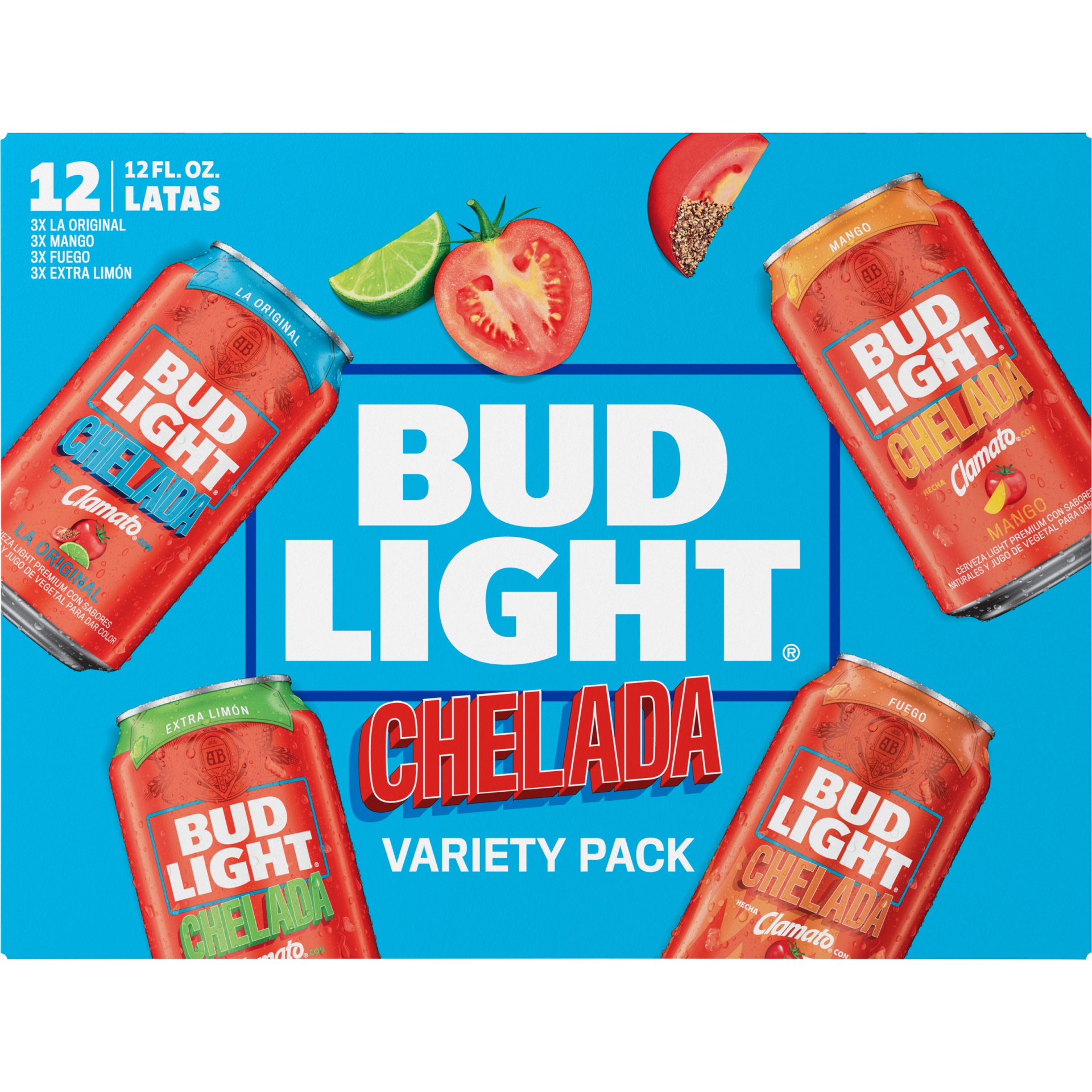 slide 1 of 2, Bud Light Chelada Light Beer Beer, 12 ct; 8 oz