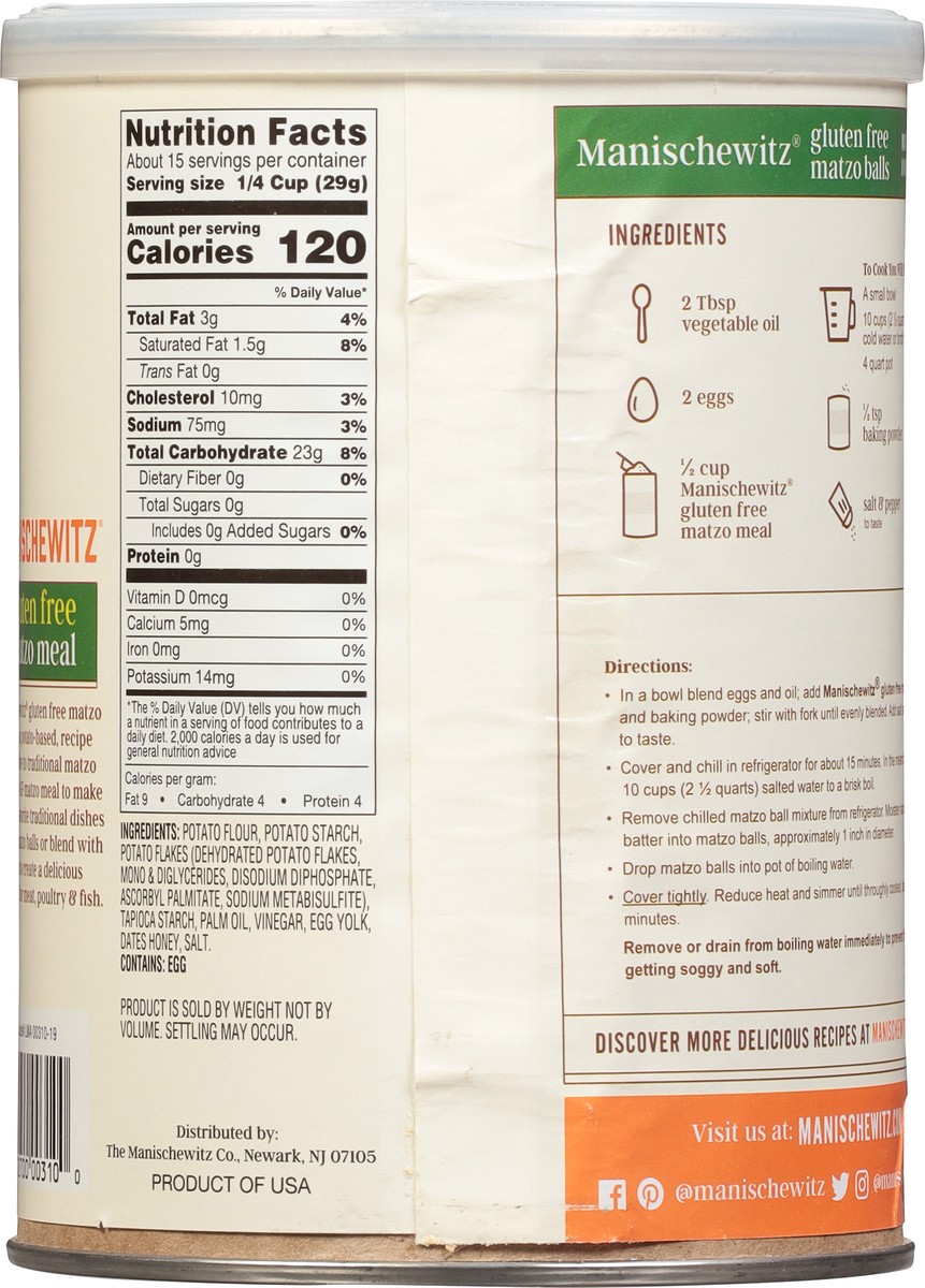 slide 3 of 9, Manischewitz Gluten Free Matzo Meal 15 oz, 15 oz