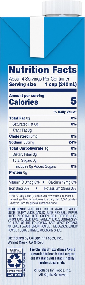 slide 7 of 7, College Inn Vegetable Stock, 32 oz. Carton, 32 oz