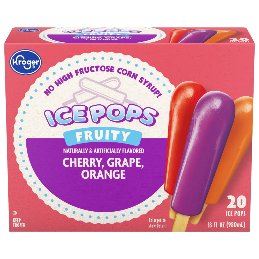 slide 1 of 1, Kroger Fruity Ice Pops, 20 ct