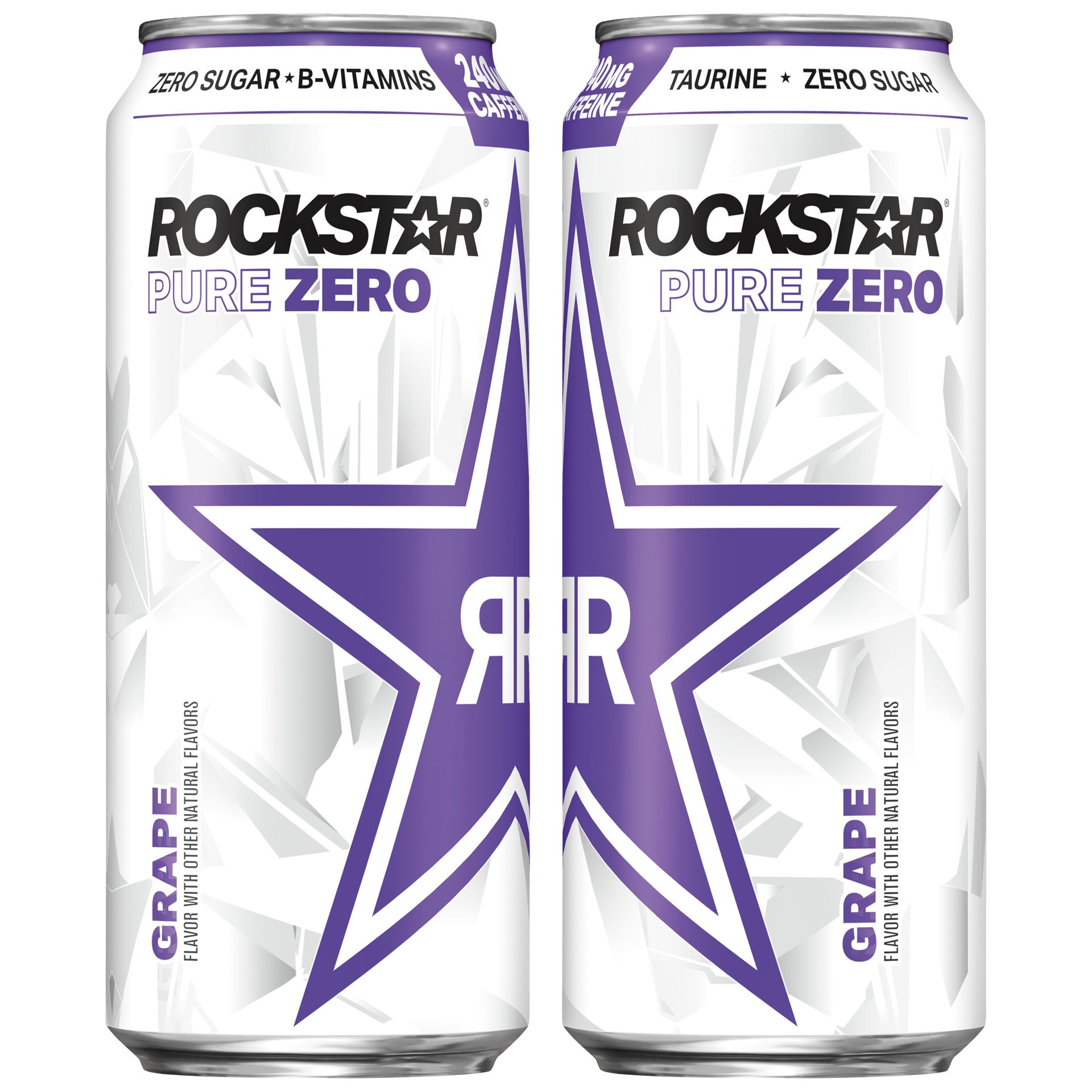 slide 1 of 1, Rockstar Pure Zero Sugar Free Energy Drink Grape Flavor 16 Fl Oz Can, 16 oz