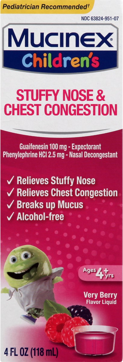 slide 3 of 9, Mucinex Children's Liquid - Stuffy Nose & Cold Mixed Berry 4 oz. (Packaging May Vary), 4 fl oz