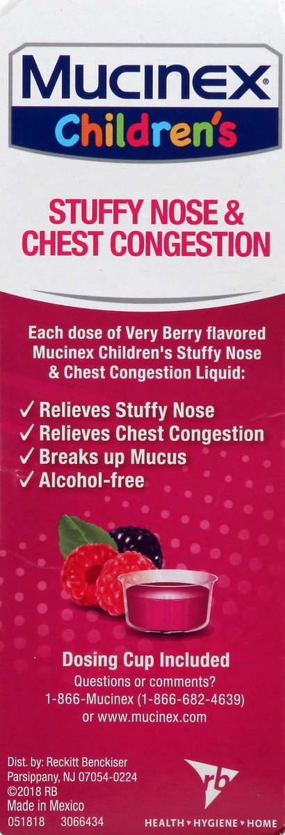 slide 2 of 9, Mucinex Children's Liquid - Stuffy Nose & Cold Mixed Berry 4 oz. (Packaging May Vary), 4 fl oz