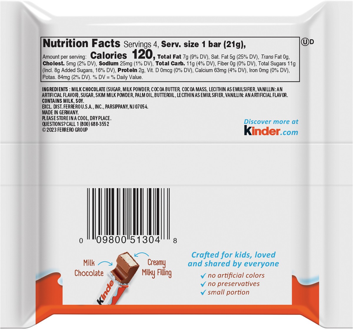 slide 6 of 12, Kinder Chocolate Milk Chocolate Bar With Creamy Milky Filling Easter Basket Stuffers, 4 ct