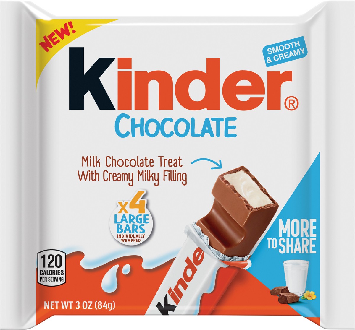 slide 4 of 12, Kinder Chocolate Milk Chocolate Bar With Creamy Milky Filling Easter Basket Stuffers, 4 ct