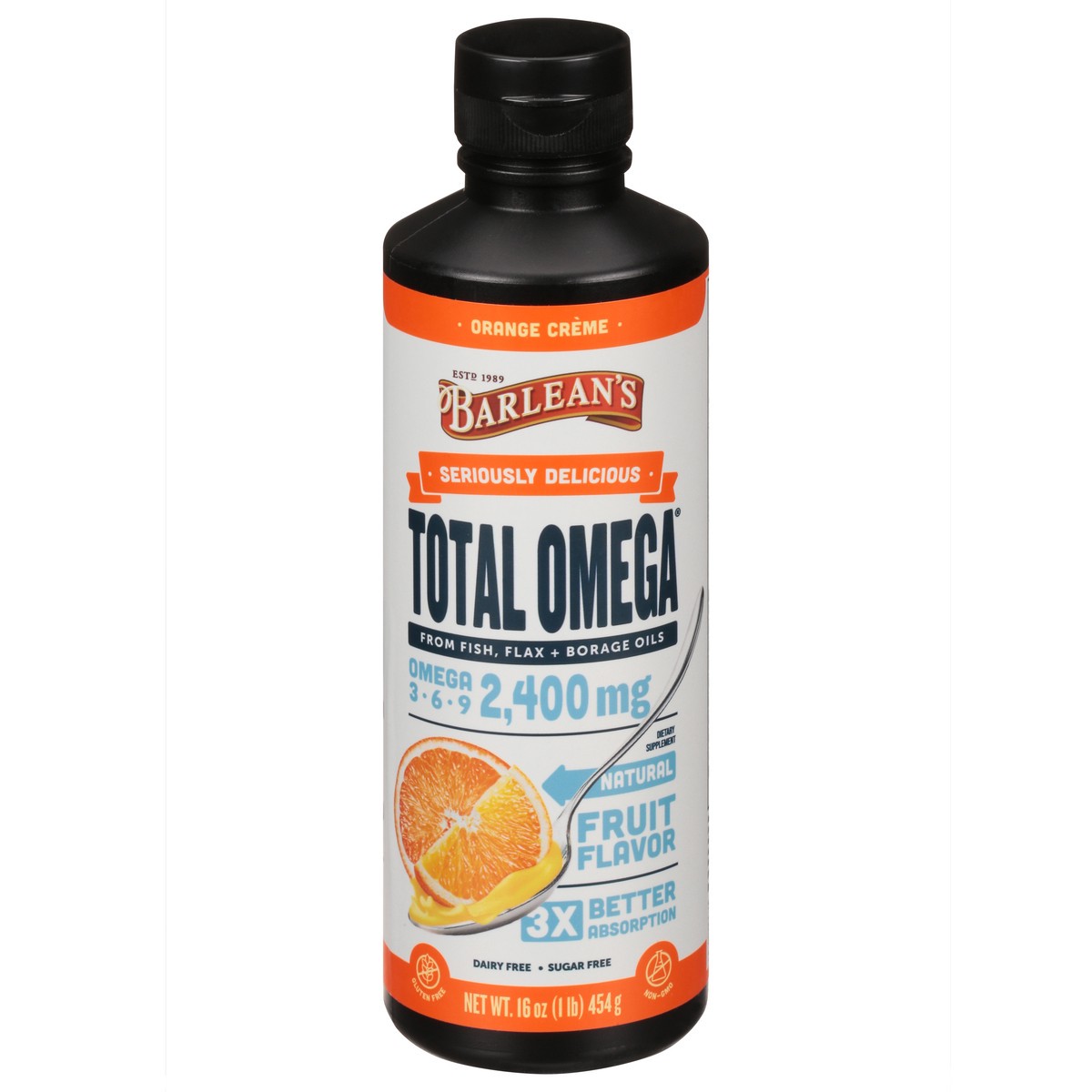 slide 1 of 13, Barlean's Total Omega Orange Crme Flavor, 16 oz