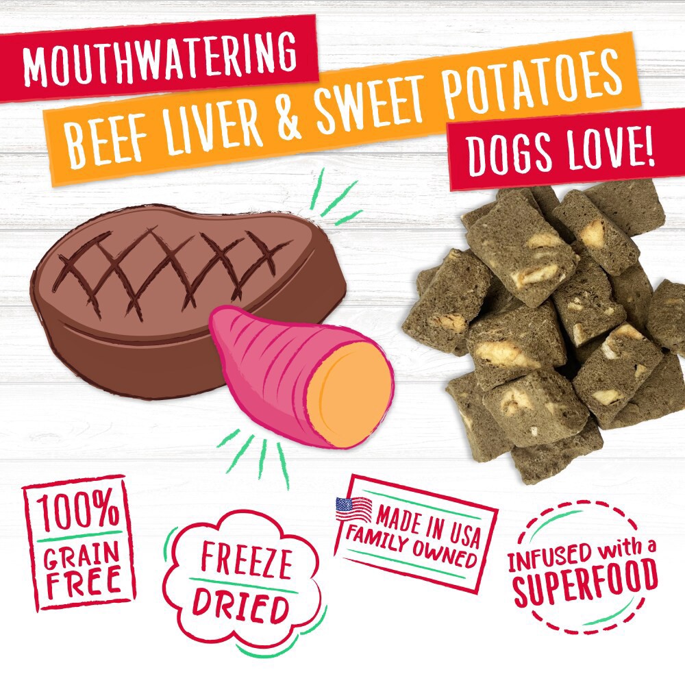 slide 2 of 4, Charlee Bear Grain Free Meaty Bites Natural Dog Treats With Beef Liver & Sweet Potatoes, 2.5 oz