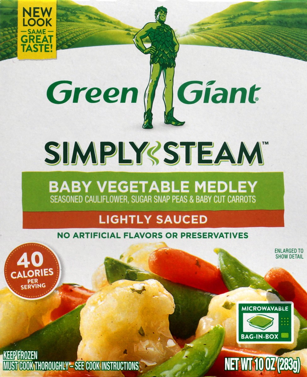 slide 1 of 9, Green Giant Simply Steam Lightly Sauced Baby Vegetable Medley 10 oz, 10 oz