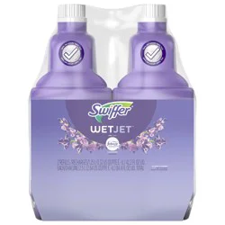 Swiffer WetJet Spray Mop Multi-Purpose and Hardwood Liquid Floor Cleaner Solution Refill, Lavender Vanilla & Comfort, 1.25 Liter (2 Pack)