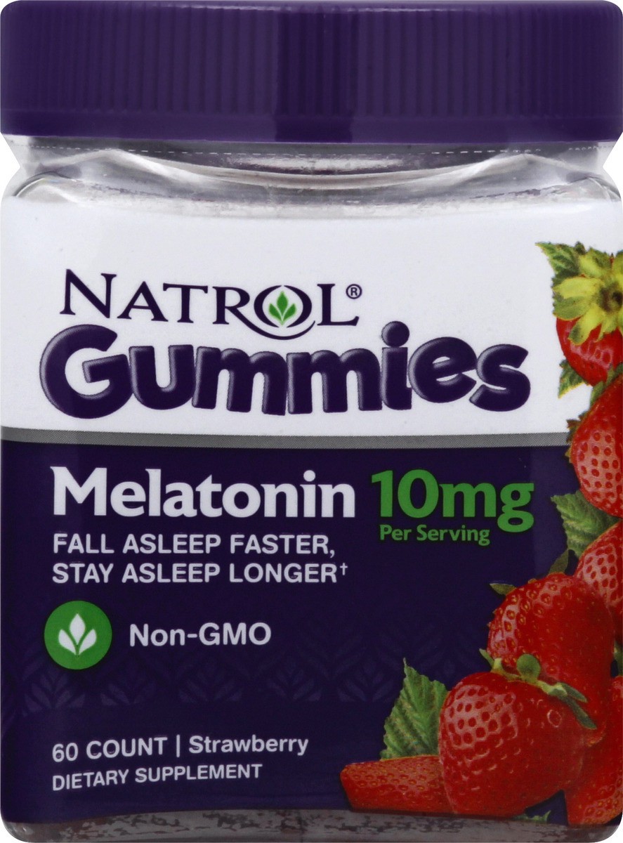 slide 8 of 9, Natrol 10mg Melatonin Gummies, Sleep Support for Adults, Melatonin Supplements for Sleeping, 60 Strawberry-Flavored Gummies, 30 Day Supply, 60 ct