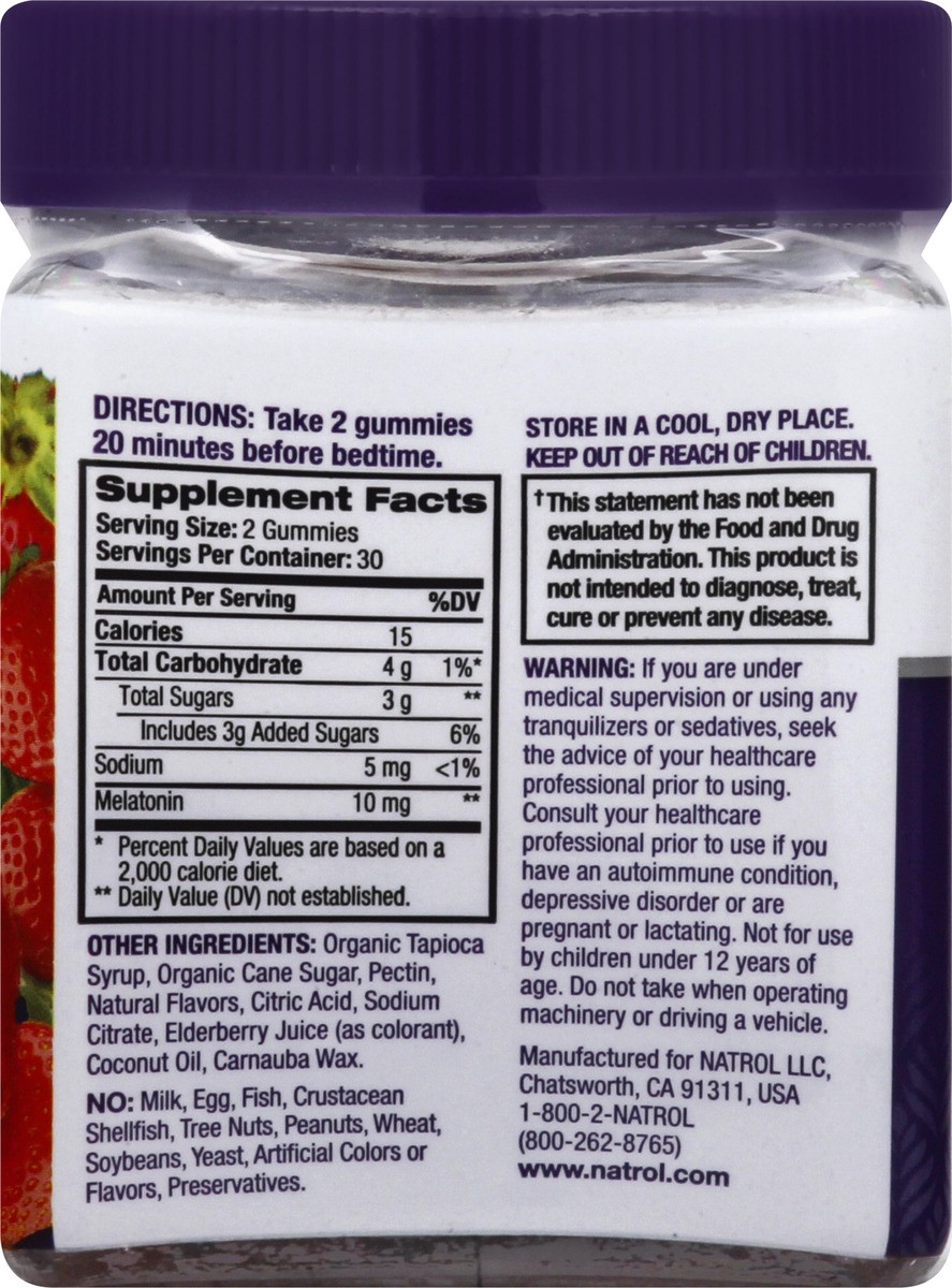 slide 6 of 9, Natrol 10mg Melatonin Gummies, Sleep Support for Adults, Melatonin Supplements for Sleeping, 60 Strawberry-Flavored Gummies, 30 Day Supply, 60 ct
