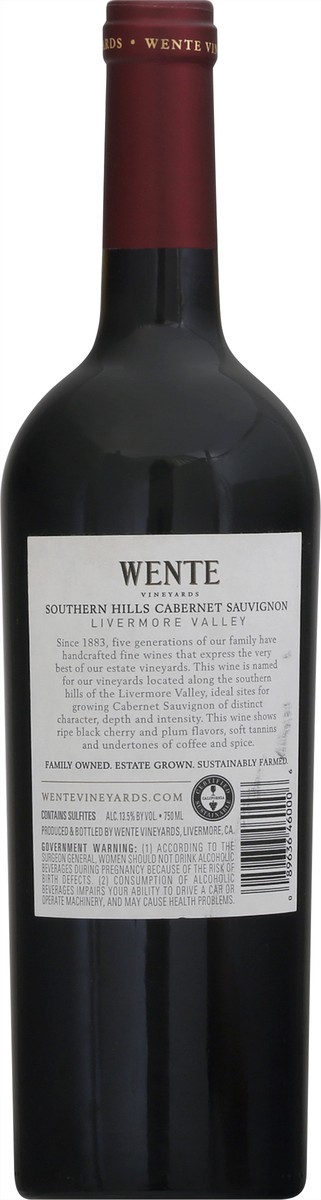 slide 6 of 11, Wente Vineyards Livermore Valley Southern Hills Cabernet Sauvignon 750 ml, 750 ml