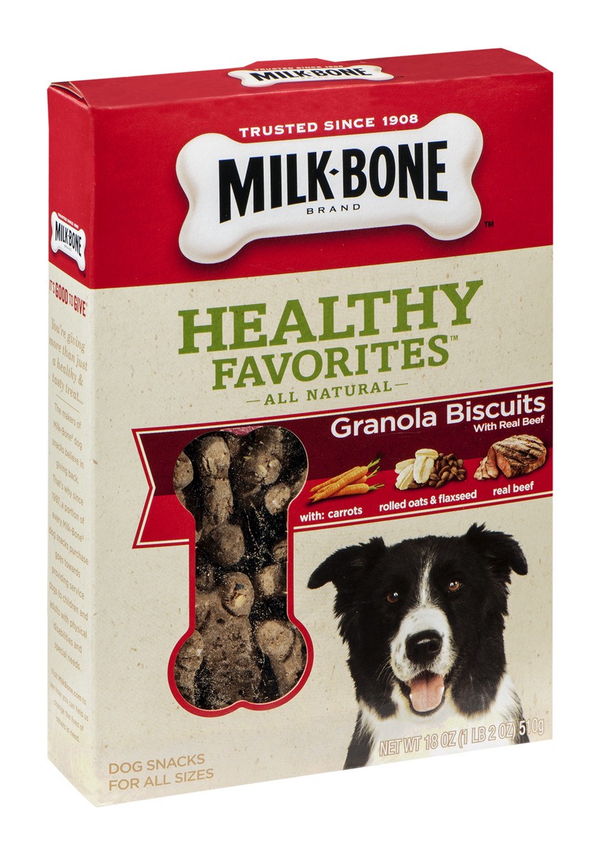 slide 2 of 9, Milk-Bone Healthy Favorites Granola Beef Dog Biscuits, 18 oz