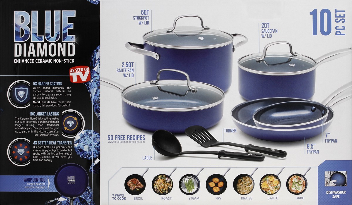 slide 3 of 9, Blue Diamond Cookware Set, 10 ct