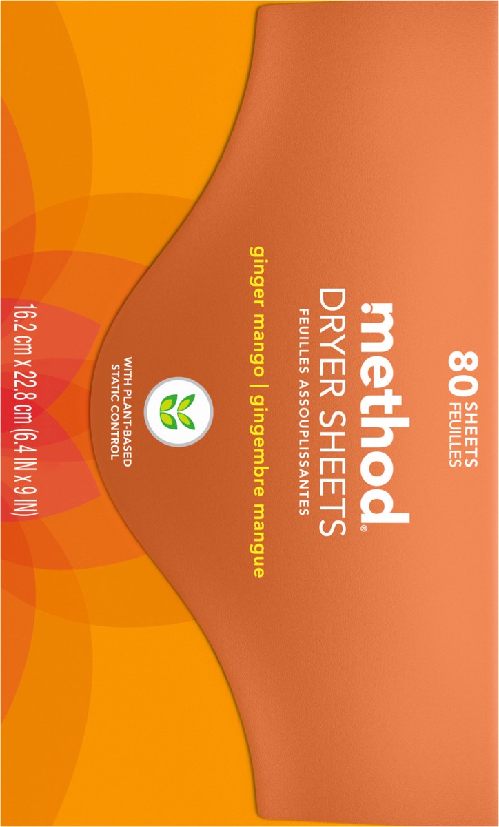 slide 3 of 8, method Dryer Sheets, Ginger Mango, 80 Sheets, 80 ct