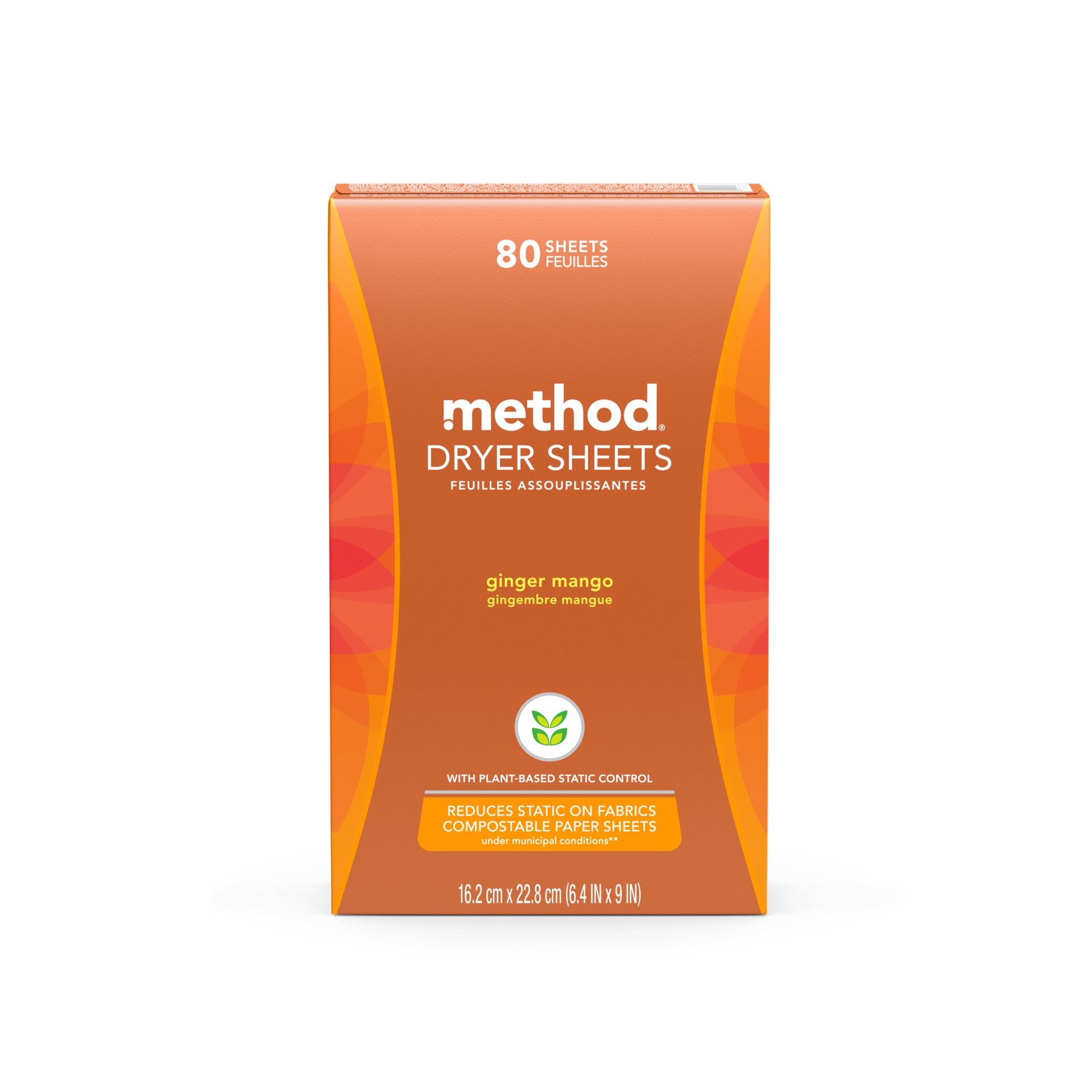 slide 1 of 8, method Dryer Sheets, Ginger Mango, 80 Sheets, 80 ct