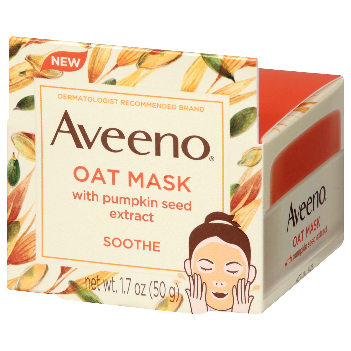 slide 9 of 11, Aveeno Oat Face Mask with Soothing Pumpkin Seed Extract and Feverfew Extract, to Rebalance and Hydrate Skin, Paraben Free, Phthalate-Free, 1.7 oz, 1.7 oz