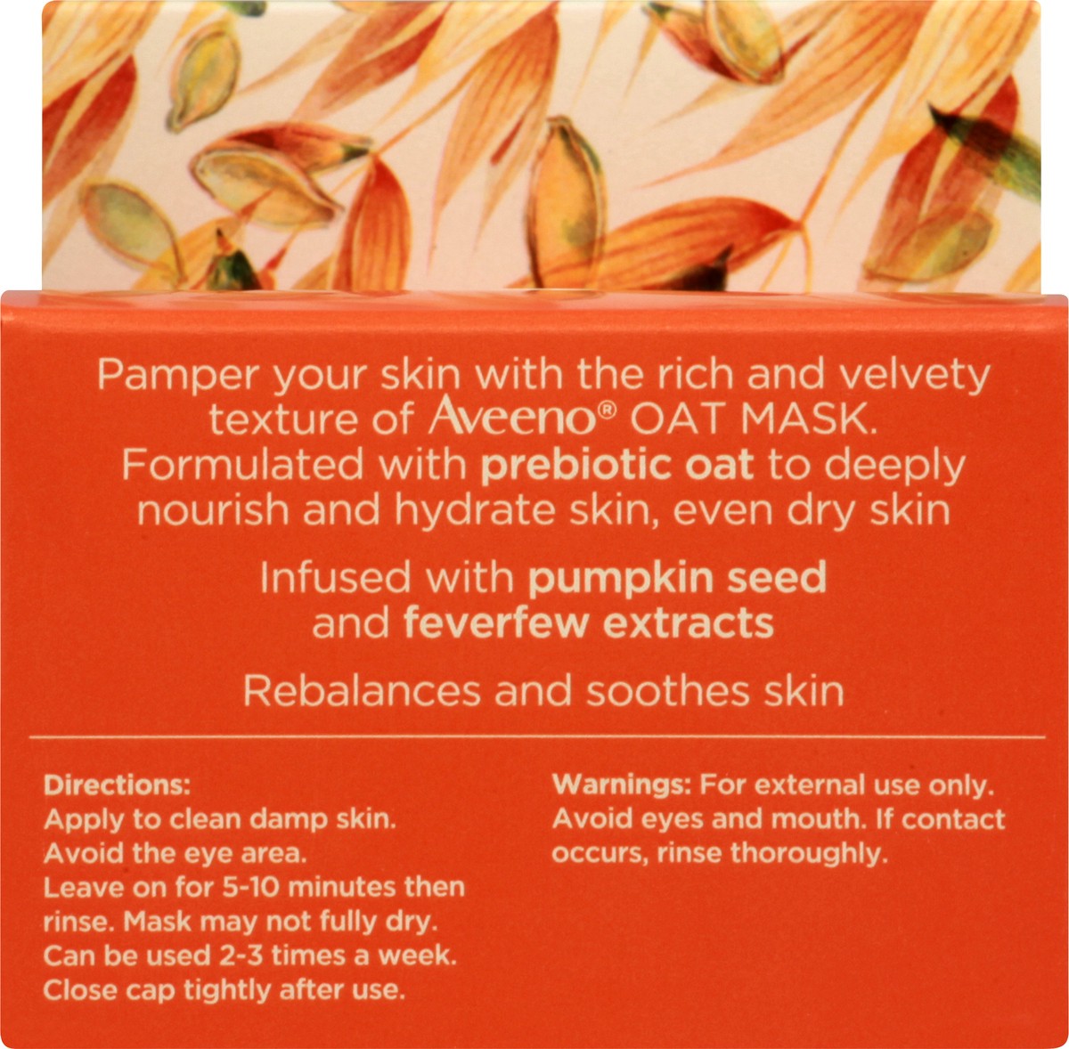 slide 4 of 11, Aveeno Oat Face Mask with Soothing Pumpkin Seed Extract and Feverfew Extract, to Rebalance and Hydrate Skin, Paraben Free, Phthalate-Free, 1.7 oz, 1.7 oz