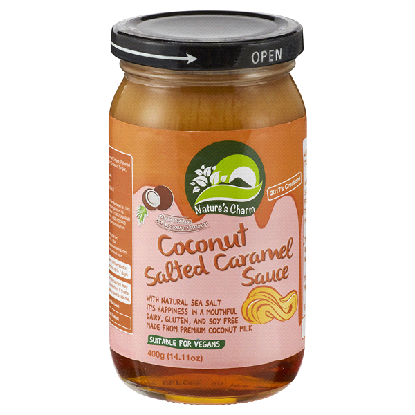 slide 1 of 1, Nature's Charm Coconut Salted Caramel Sauce, 14.11 oz