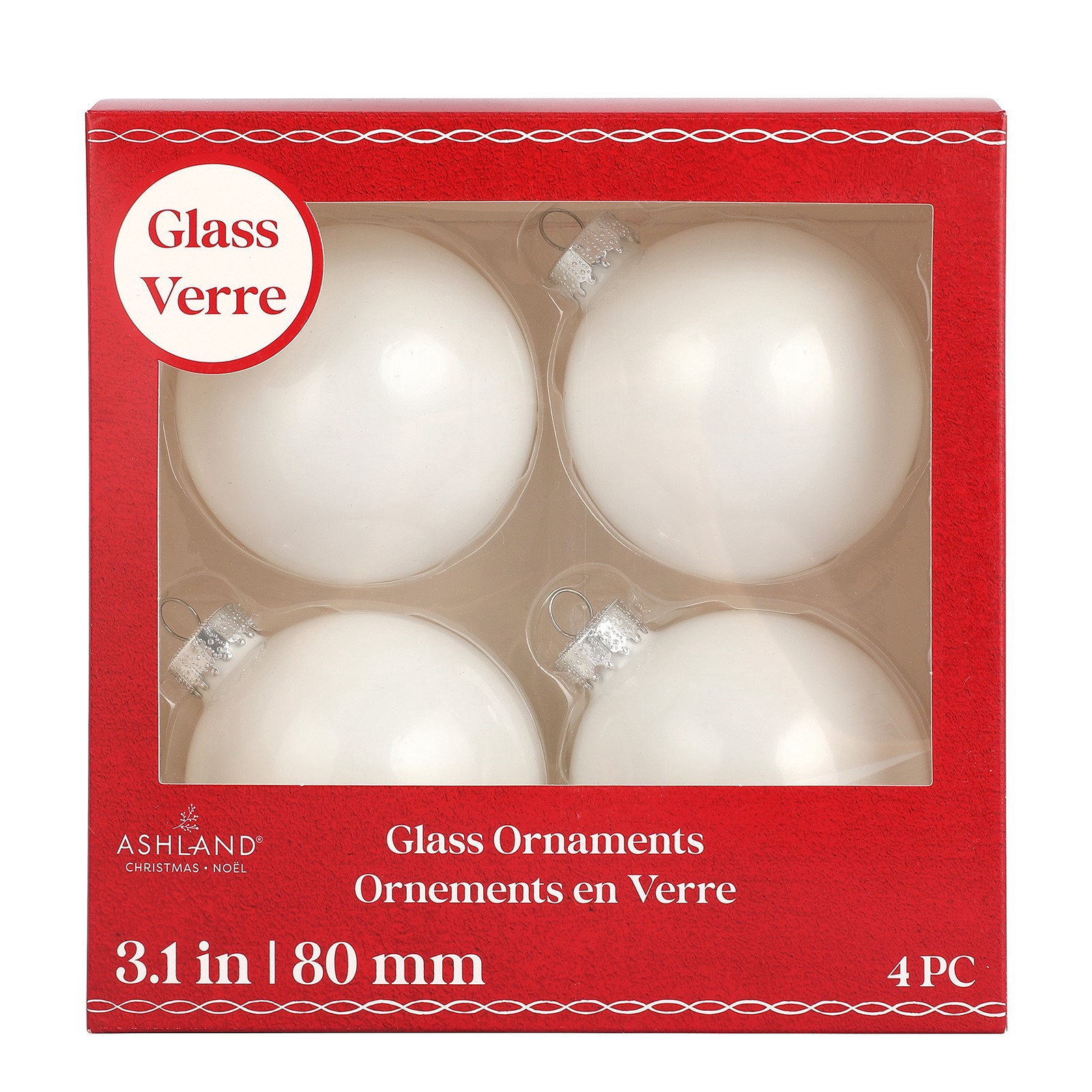 slide 3 of 3, 4 Pack 3.1" Shiny Glass Ball Ornaments By Ashland, 4 ct