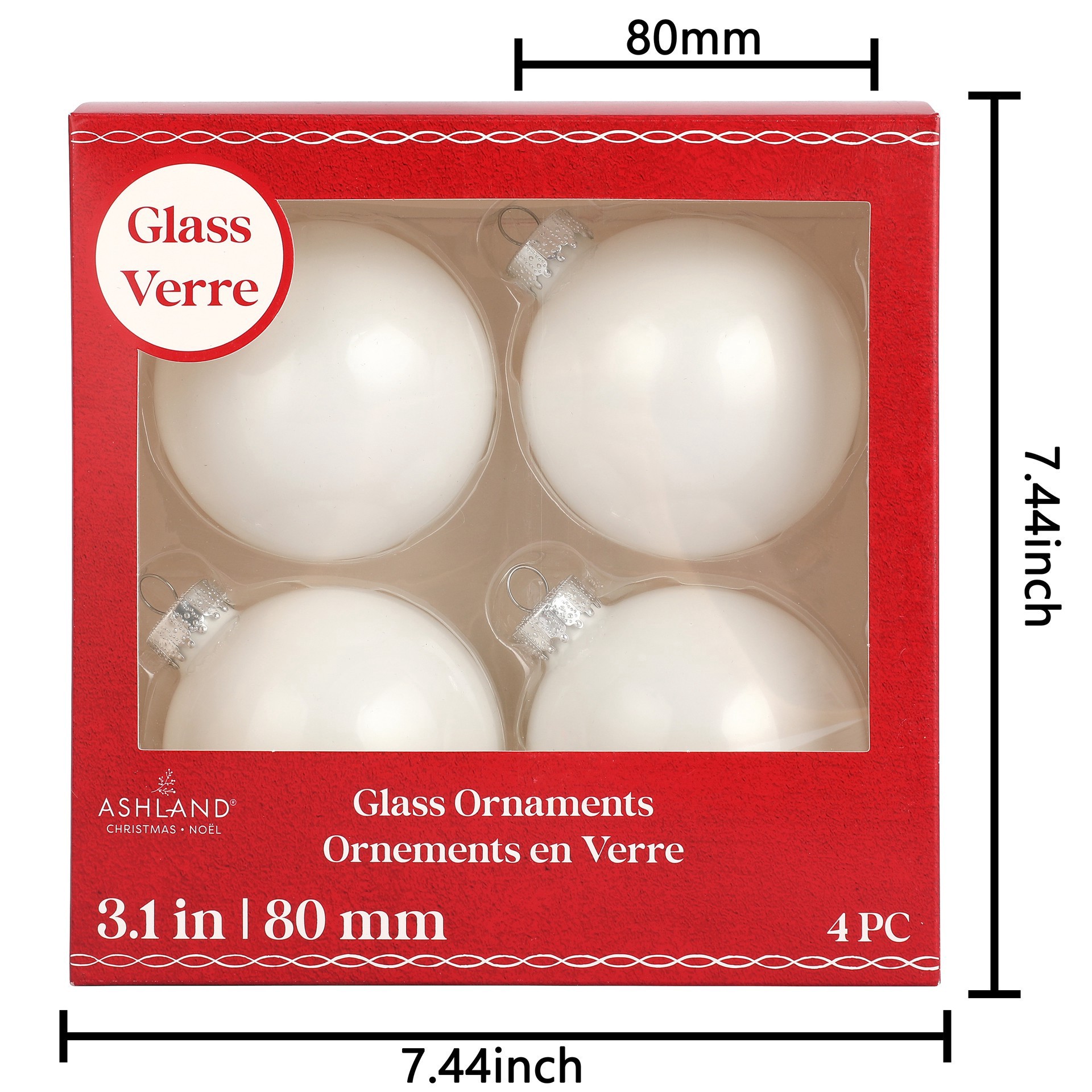 slide 2 of 3, 4 Pack 3.1" Shiny Glass Ball Ornaments By Ashland, 4 ct