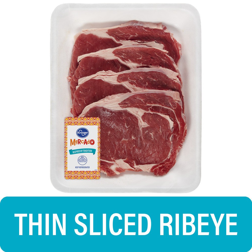slide 1 of 5, Kroger® Thin Sliced Beef Ribeye Steak, per lb