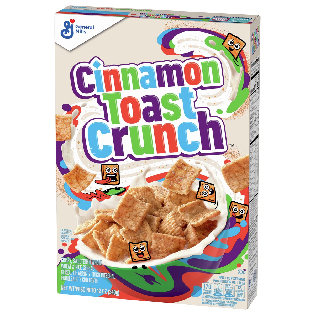 slide 4 of 9, Cinnamon Toast Crunch Original Cinnamon Toast Crunch Breakfast Cereal, 12 OZ Cereal Box, 12 oz