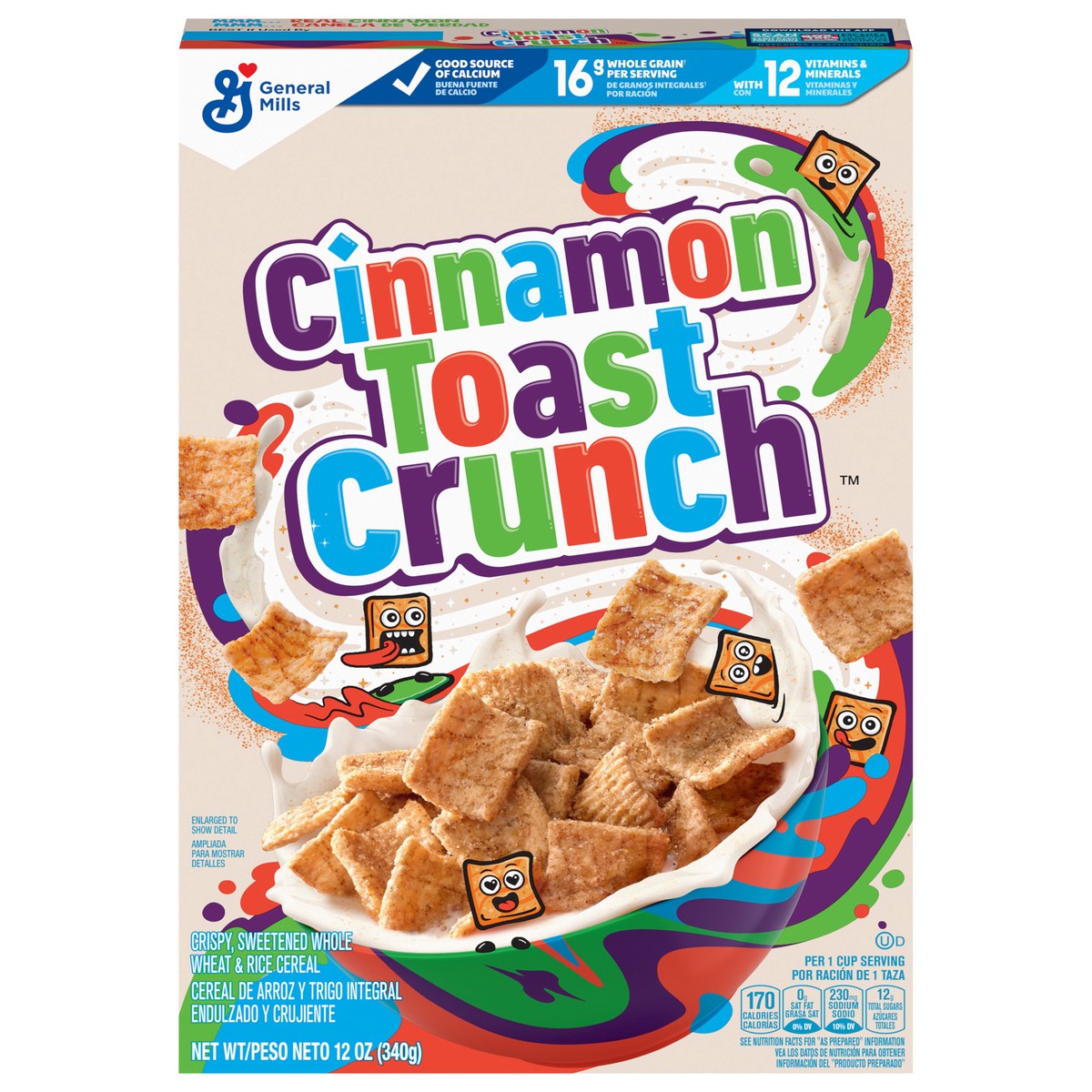 slide 1 of 9, Cinnamon Toast Crunch Original Cinnamon Toast Crunch Breakfast Cereal, 12 OZ Cereal Box, 12 oz