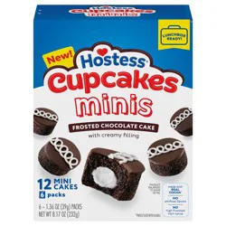 Hostess Cupcakes Minis, Chocolate Snack Cakes, 8.17 oz Box (6 ct)
