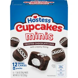 Hostess Cupcakes Minis, Chocolate Snack Cakes, 8.17 oz Box (6 ct)