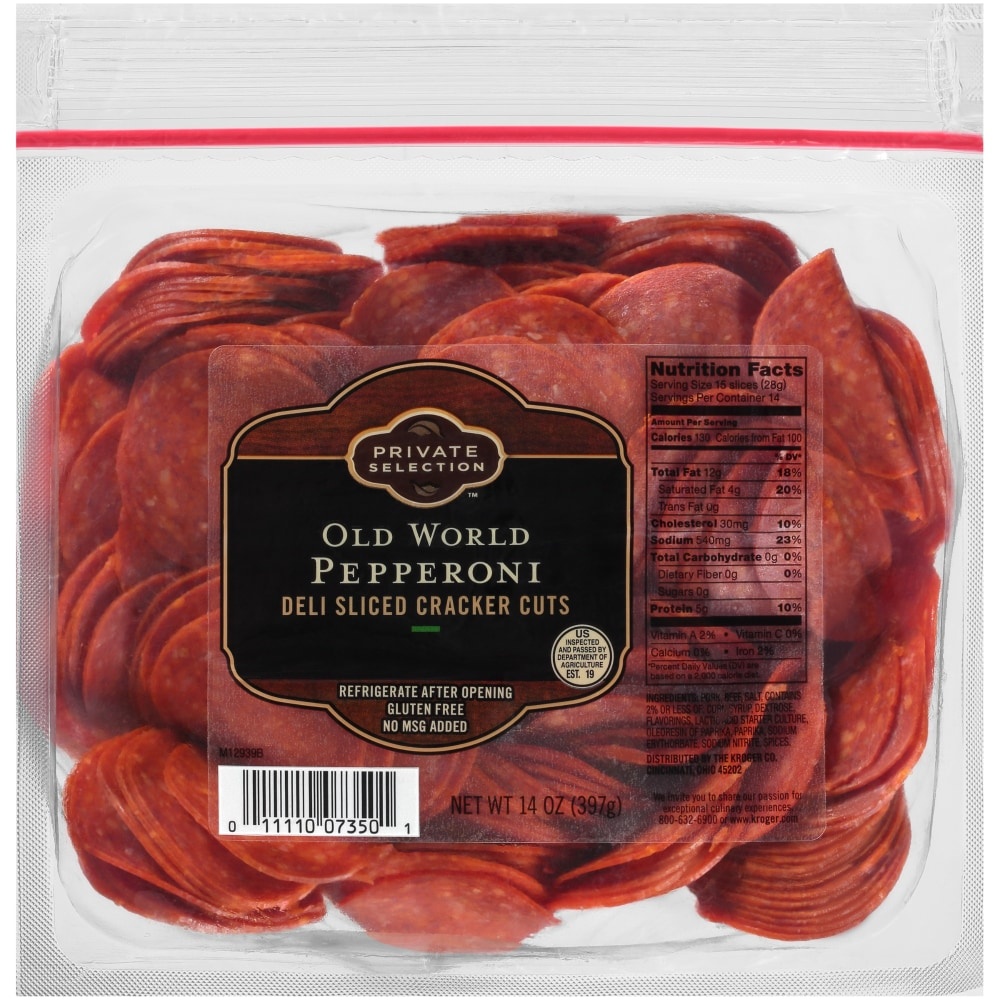 slide 1 of 1, Private Selection Old World Deli Sliced Pepperoni, 14 oz