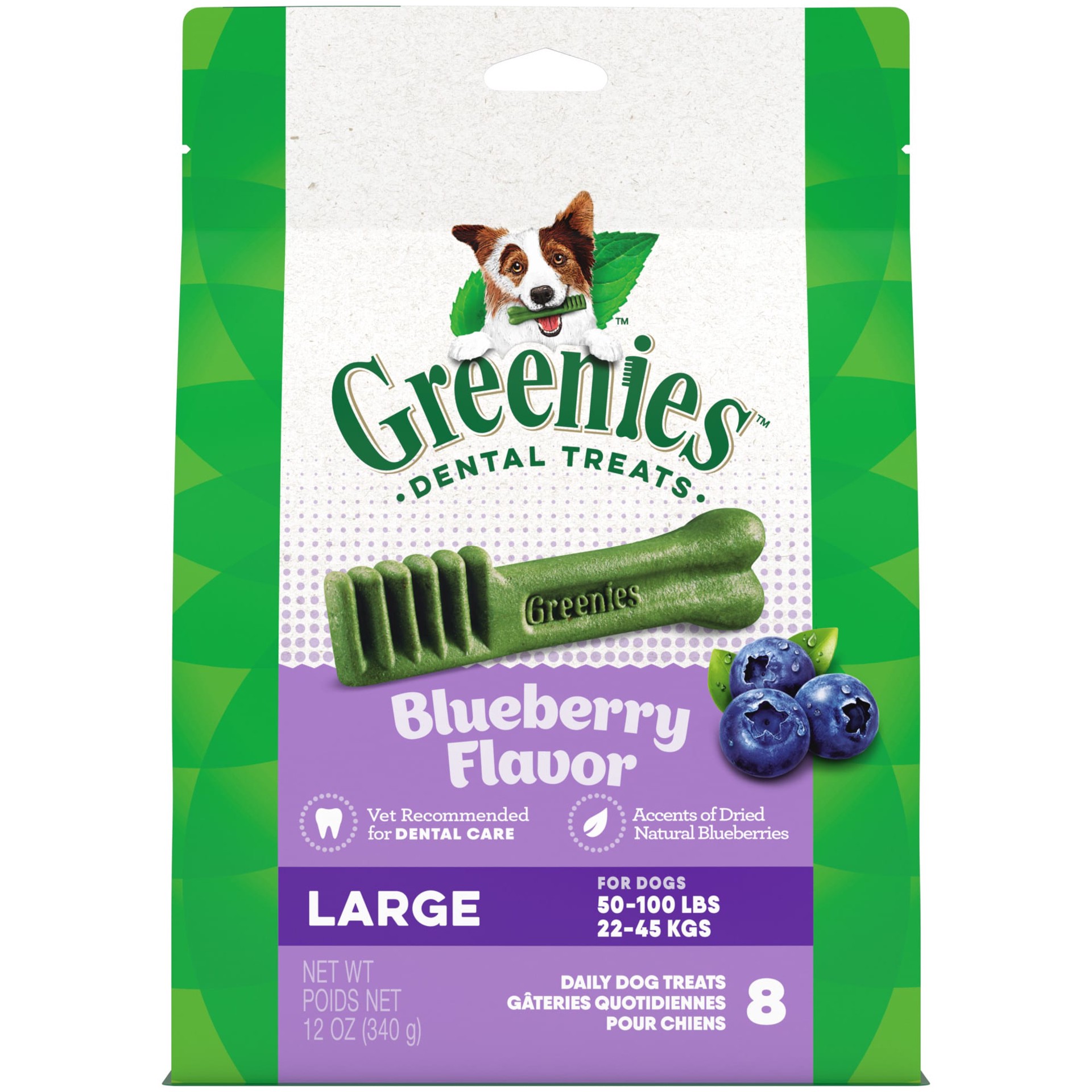 slide 1 of 3, Greenies Large Blueberry Flavor Dental Treats 8 ea, 8 ct