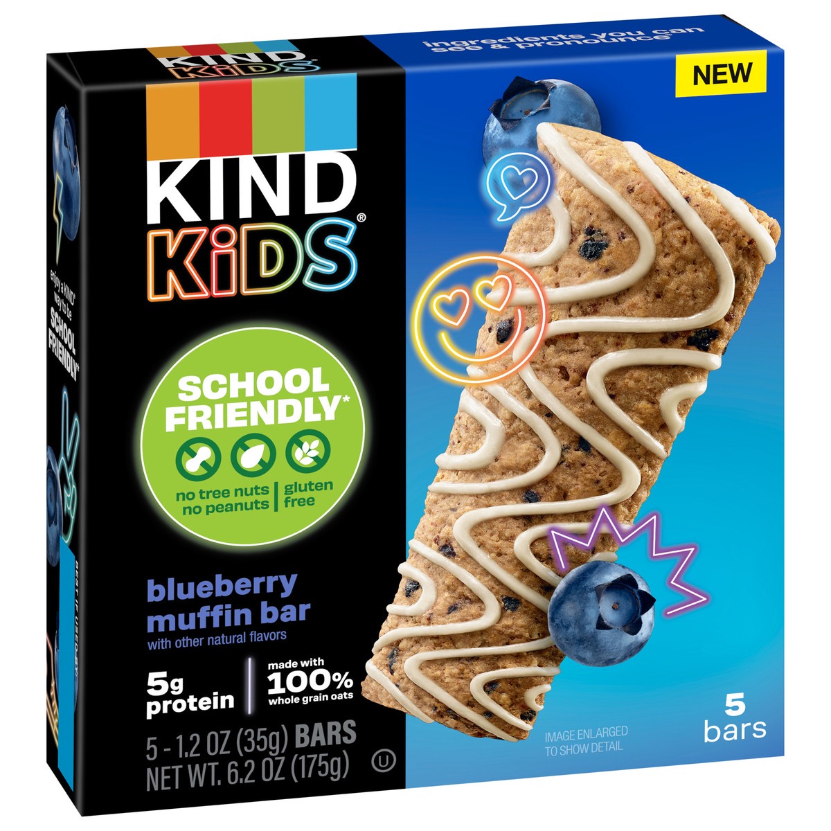 slide 3 of 14, KIND Kids Blueberry Muffin Bar with Other Natural Flavors, Tree Nut Free, Peanut Free, 5 Bars, 5 ct