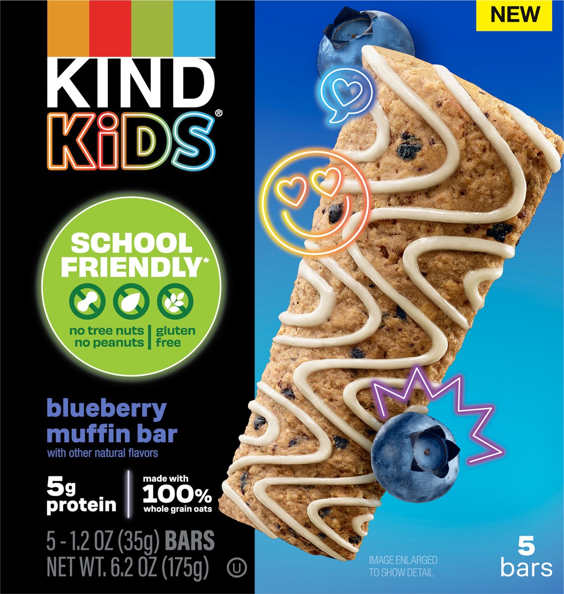 slide 7 of 14, KIND Kids Blueberry Muffin Bar with Other Natural Flavors, Tree Nut Free, Peanut Free, 5 Bars, 5 ct