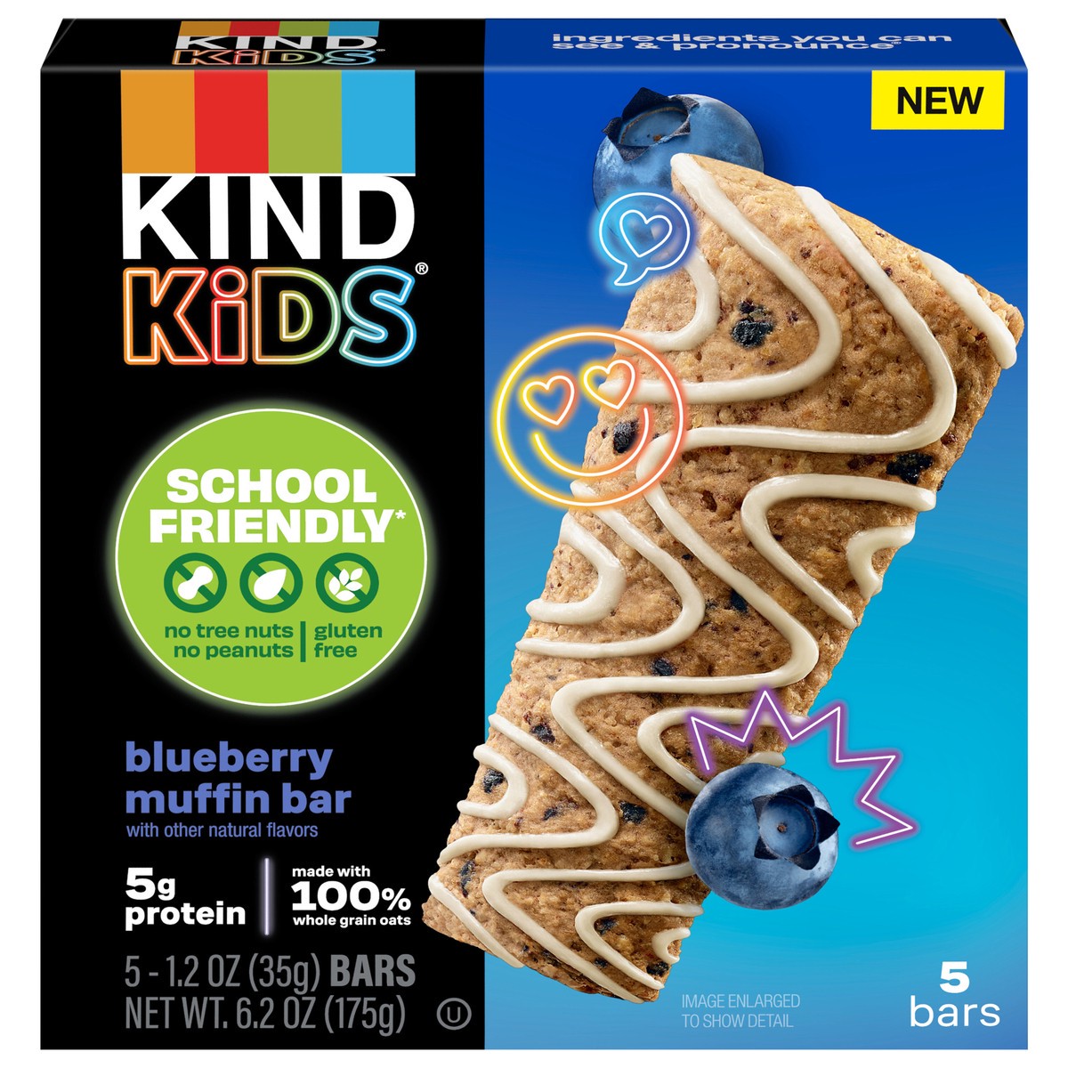slide 4 of 14, KIND Kids Blueberry Muffin Bar with Other Natural Flavors, Tree Nut Free, Peanut Free, 5 Bars, 5 ct