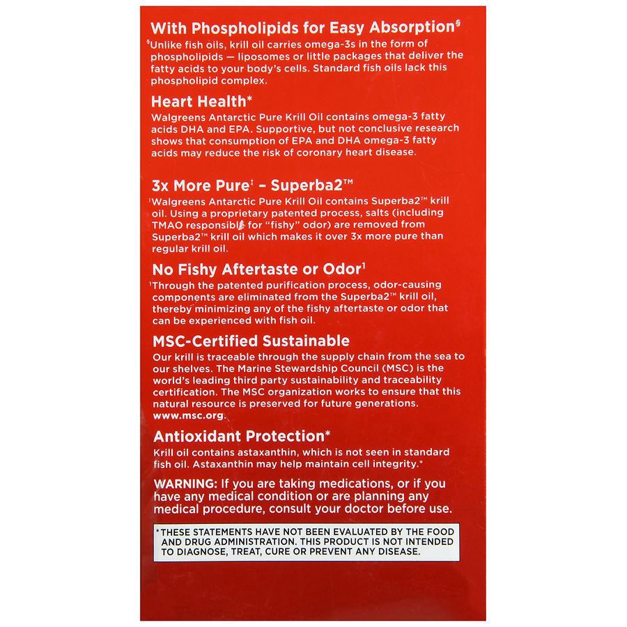 slide 4 of 5, Walgreens Extra Strength Krill Oil Omega-3 Softgels 500Mg, 40 ct