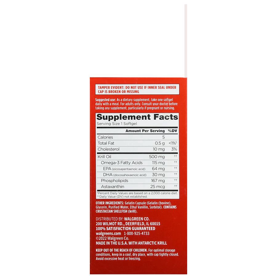 slide 3 of 5, Walgreens Extra Strength Krill Oil Omega-3 Softgels 500Mg, 40 ct