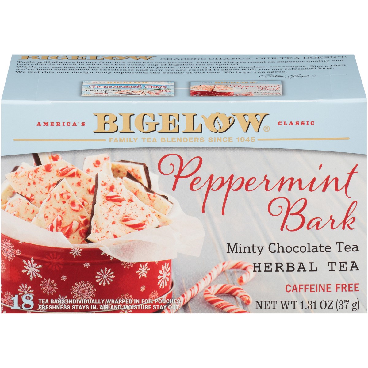 slide 1 of 9, Bigelow Peppermint Bark Chocolate Tea, 18 ct