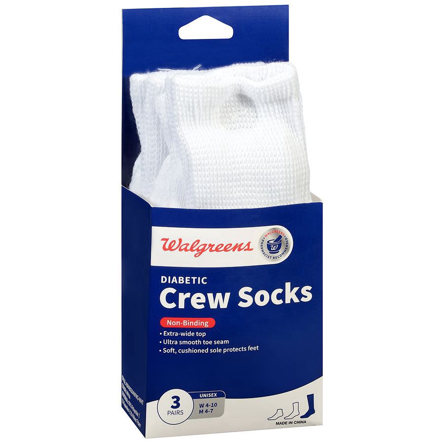 slide 2 of 3, Walgreens Diabetic Crew Socks for Women 6-10, 1 pair